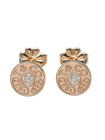 Tiffany & Co. Tiffany &amp; Co. 1837 Circle Earrings, 18K Pink Gold with Diamonds, Approx. 2.51g. (view 1)