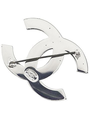 Chanel Chanel Coco Mark Logo Brooch, Metal, 1998, Silver, 98P, Approx. 17.6g, Women's. (view 2)