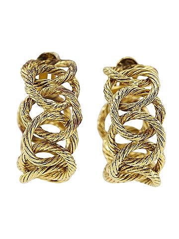 Chanel Chanel Rope Chain Earrings, Vintage, Gold Plated, 1990, Size 25, Approx. 32.4g, Women's. (view 1)