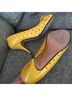 Pancaldi Polka Dots Yellow Heels Size 10 - photo 4
