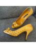Pancaldi Polka Dots Yellow Heels Size 10 - photo 3