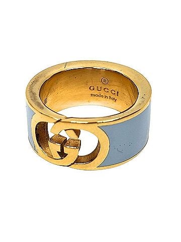 Gucci Gucci Interlocking G Enamel Ring 837518 J1630 8036 Size S Gold x Blue (view 1)