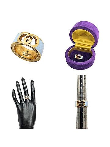 Gucci Gucci Interlocking G Enamel Ring 837518 J1630 8036 Size S Gold x Blue (view 2)