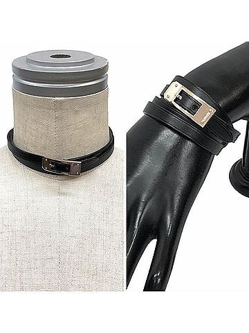 Hermès Hermes HERMES Leather Bracelet Choker Kelly Ardion Black ?H Stamp (view 2)