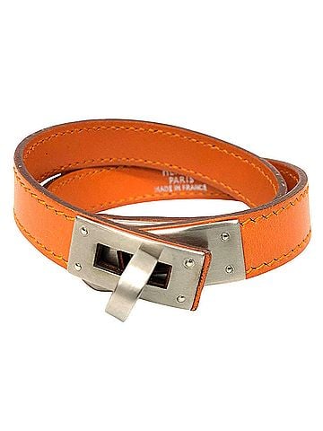 Hermès Hermes HERMES Leather Bracelet Kelly Double Tour Orange x ?G Stamp (view 1)