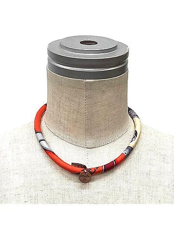 Hermès Hermes Petit H Brides de Soie Choker Necklace Bracelet, Orange Silk (view 2)