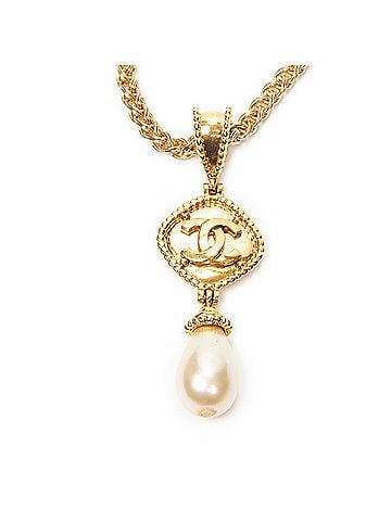 Chanel CC Faux Pearl Pendant Necklace (view 2)
