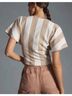 Bishop + Young Stripes White Brown Short Sleeve Blouse Size 2X - photo 8