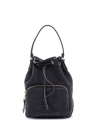 Prada Logo Drawstring Bucket Bag Canvas (view 1)
