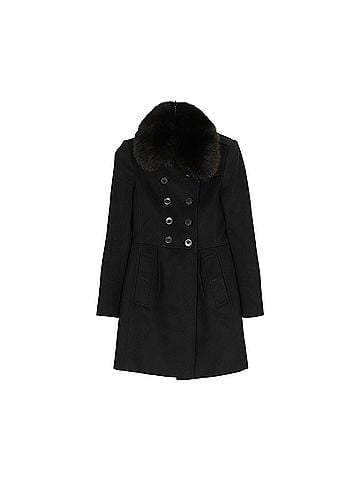 Burberry Size Black Wool Cashmere Blend Fox Fur Coat (view 1)