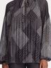 Ralph Lauren 100% Polyester Print Black Gray Long Sleeve Blouse Size S - photo 7