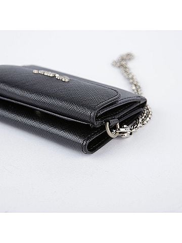 OFF-WHITE Black Leather Logo Chain Strap Wallet (view 2)