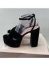 Loeffler Randall 100% Leather Solid Black Sandals Size 8 - photo 3