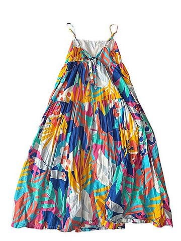 J.Crew Tropical Botanical Vacation Coastal Tie Back Maxi Dress Casual Dress (view 2)