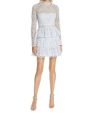 Self-Portrait Tiered Scalloped Lace Dress Cocktail Dress (view 1)