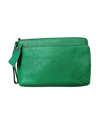 Talbots Green Leather Zip Clutch Clutch (view 1)
