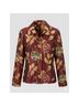 Coldwater Creek Floral Burgundy Gold Blazer Size M - photo 10