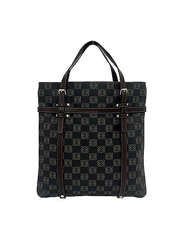 Loewe LOEWE Repeat Anagram Pattern Logo Hardware Leather Tote Bag Handbag Dark Gray Brown 31687 (view 1)