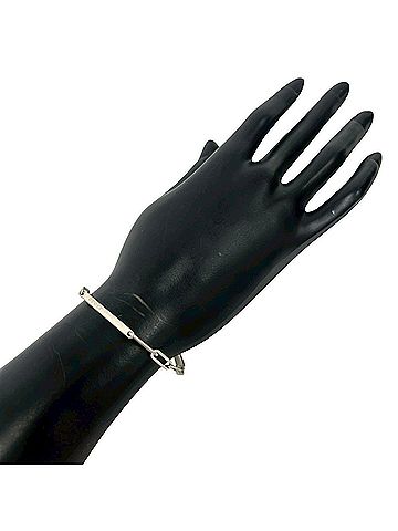 Gucci GUCCI Logo Plate Bracelet, Sterling Silver 925, Chain Accessory, Silver, Item Number 35311 (view 2)