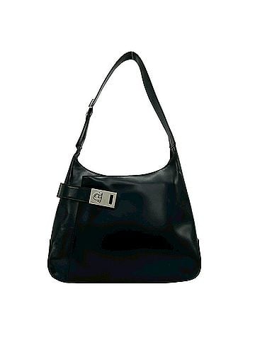 Salvatore Ferragamo Salvatore Ferragamo Gancini Hardware Leather Semi One Shoulder Bag Black 31391 (view 1)