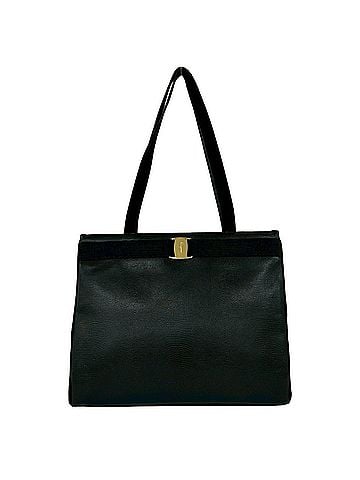 Salvatore Ferragamo Salvatore Ferragamo Vintage Vara Ribbon Leather Tote Bag, Black, 26365 (view 1)
