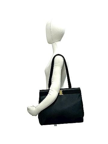 Salvatore Ferragamo Salvatore Ferragamo Vintage Vara Ribbon Leather Tote Bag, Black, 26365 (view 2)