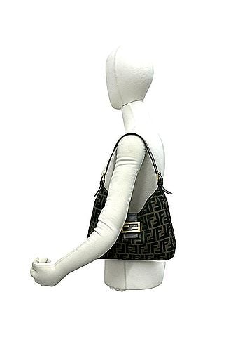 Fendi FENDI Vintage Zucca FF Pattern Logo Hardware Canvas Leather Genuine Shoulder Bag Brown Black 22537 (view 2)