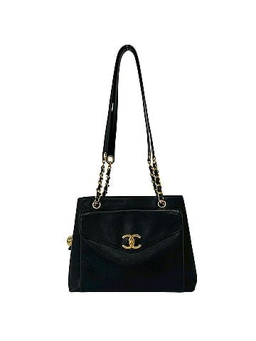 Chanel CHANEL Vintage Coco Mark Caviar Skin Semi-Shoulder Bag Mini Tote Black 38927 (view 1)