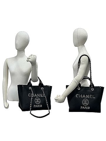 Chanel CHANEL Deauville Coco Mark Logo Caviar Skin 2-Way Tote Bag Handbag Black 22605 (view 2)