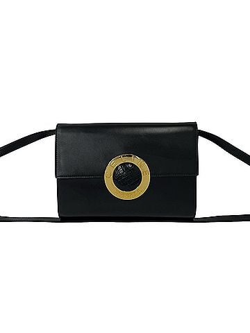 Céline CELINE Vintage Circle Logo Hardware Leather Shoulder Bag Pouch Sacoche Black 38252 (view 1)