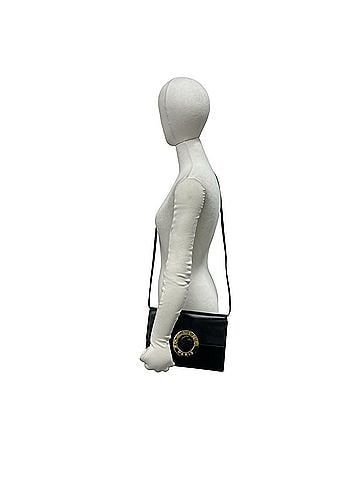Céline CELINE Vintage Circle Logo Hardware Leather Shoulder Bag Pouch Sacoche Black 38252 (view 2)