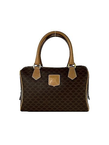 Céline CELINE Vintage Macadam Blazon Logo Pattern Leather Handbag Mini Boston Bag Brown 35619 (view 1)