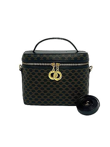 Céline CELINE Vintage Macadam Blazon Triomphe Pattern Leather 2-Way Handbag/Shoulder Bag, Black 34017 (view 1)