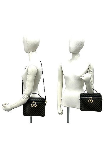 Céline CELINE Vintage Macadam Blazon Triomphe Pattern Leather 2-Way Handbag/Shoulder Bag, Black 34017 (view 2)