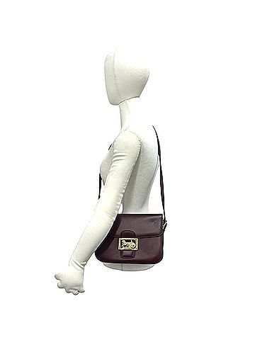 Céline CELINE Vintage Horse Carriage Logo Leather Shoulder Bag, Wine Red, 26458 (view 2)