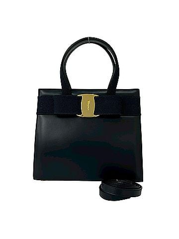Salvatore Ferragamo Salvatore Ferragamo Vara Ribbon Leather 2-way Handbag/Shoulder Bag, Black 16162 (view 1)