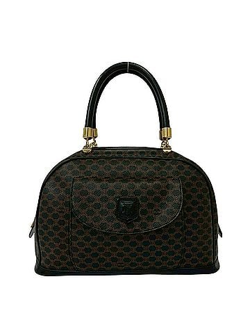 Céline CELINE Vintage Macadam Blazon Logo Pattern Leather Handbag Mini Boston Bag Brown 32552 (view 1)