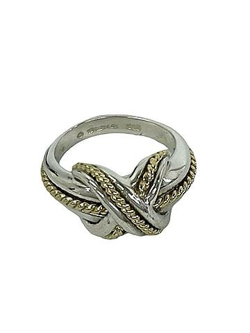 Tiffany & Co. TIFFANY&amp;Co. Tiffany Signature Cross Ring, Sterling Silver 925, 18K Yellow Gold, &amp; Item Number 60717 (view 1)