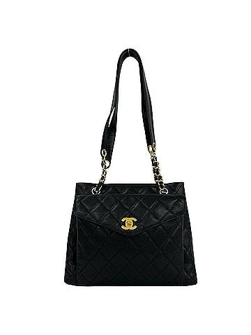 Chanel CHANEL Matelassé Coco Mark Caviar Skin Tote Bag Shoulder Black 368-4 (view 1)