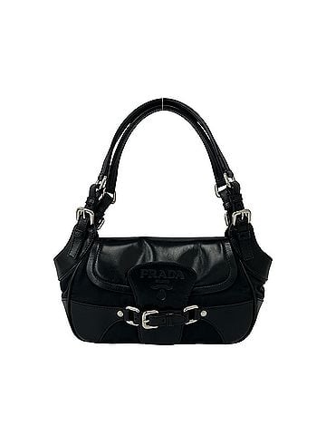 Prada PRADA Leather Tessuto Nylon One Semi Shoulder Bag Mini Handbag Black 34013 (view 1)