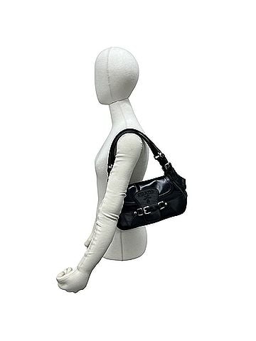 Prada PRADA Leather Tessuto Nylon One Semi Shoulder Bag Mini Handbag Black 34013 (view 2)