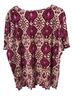 Alfred Dunner 100% Polyester Floral Purple Tan Gold Short Sleeve Blouse Size L - photo 2