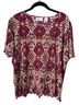 Alfred Dunner 100% Polyester Floral Purple Tan Gold Short Sleeve Blouse Size L - photo 1