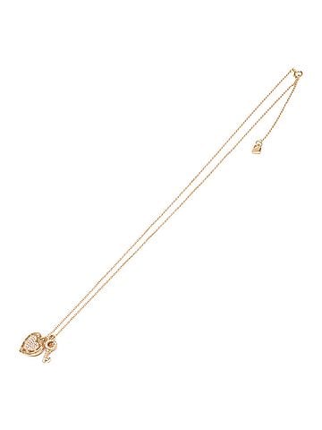 Tiffany & Co. TIFFANY&amp;Co. Tiffany 750 Return to Love Heart Tag Key Diamond Necklace, Yellow Gold, Women's (view 2)