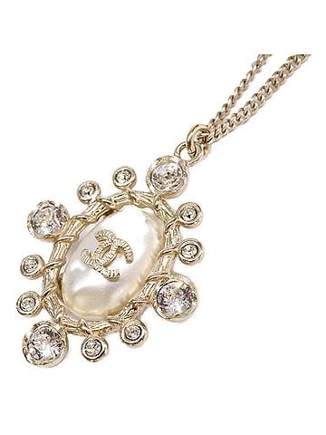 Chanel CHANEL Chanel Excellent Condition B19C Coco Mark Pearl x Bijou Pendant Necklace Light Gold Women's (view 1)