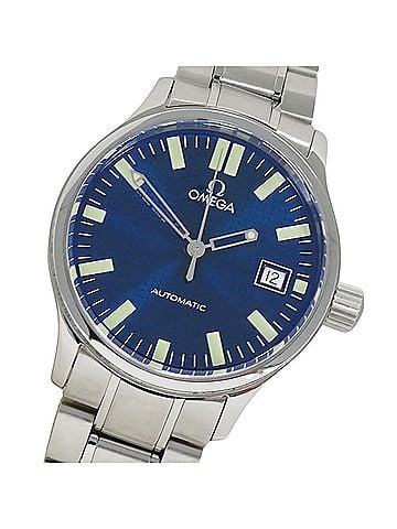 Omega Omega Classic 5203.81 Men's Watch, Brand Name, Date, Automatic Movement, Stainless Steel (SS), Silver &amp; Blue (view 1)