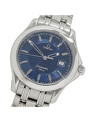 Omega Omega Seamaster 2511.81 Men's Watch, Brand Name, 120m Water Resistant, Date, Quartz Movement, Stainless Steel (SS), Silver &amp; Blue (view 1)