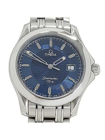 Omega Omega Seamaster 2511.81 Men's Watch, Brand Name, 120m Water Resistant, Date, Quartz Movement, Stainless Steel (SS), Silver &amp; Blue (view 2)