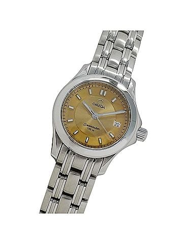 Omega Omega Seamaster 2581.62 Women's Watch, Brand Name, 120m Water Resistant, Date, Quartz Movement, Stainless Steel (SS), Silver &amp; Orange (view 1)