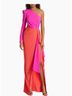Michael Costello Color Block Orange Pink Red Cocktail Dress Size 10 - photo 3